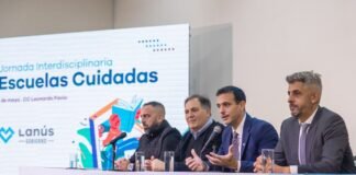 Lanús: Julián Álvarez y el ministro de Seguridad, Javier Alonso, abrieron la jornada de «Escuelas Cuidadas»