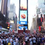 Copa América 2024. segundo banderazo en Time Square. foto. mati arrascoyta