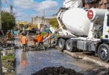 Lanús: realizan obras de pavimentación en el Barrio Villa Obrera