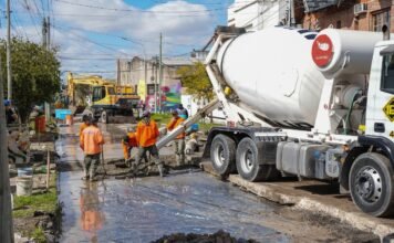 Lanús: realizan obras de pavimentación en el Barrio Villa Obrera